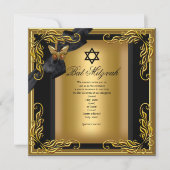 Bat Mitzvah Elegant Gold Black Butterfly Kaart (Voorkant)
