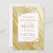 Bat Mitzvah Elegant Gold Glitter Uitnodiging (Voorkant)