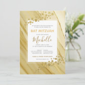Bat Mitzvah Elegant Gold Glitter Uitnodiging (Staand voorkant)