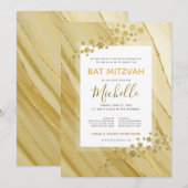 Bat Mitzvah Elegant Gold Glitter Uitnodiging (Voorkant / Achterkant)