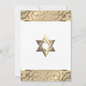 Bat Mitzvah Elegant Goud Filigraan Uitnodiging (Achterkant)