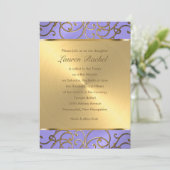 Bat Mitzvah Elegant Lavender Paars Gold Filigree Kaart (Staand voorkant)