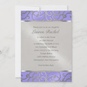 Bat Mitzvah Elegant Lavender Paarse Silver Filigre Kaart (Voorkant)