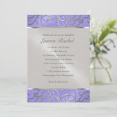 Bat Mitzvah Elegant Lavender Paarse Silver Filigre Kaart (Staand voorkant)