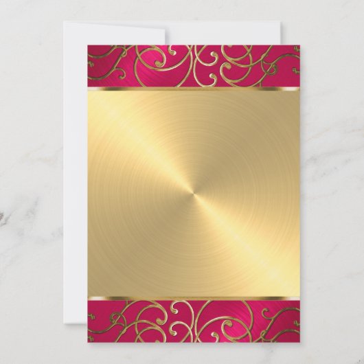 Bat Mitzvah Elegant Magenta Pink Gold Filigree Kaart (Achterkant)