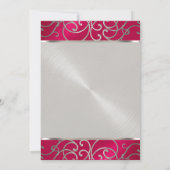Bat Mitzvah Elegant Magenta Pink Silver Filigree Kaart (Achterkant)