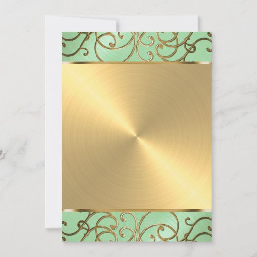 Bat Mitzvah Elegant Mint Green Gold Filigree Kaart (Achterkant)