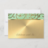 Bat Mitzvah Elegant Mint Green Gold Filigree Kaart (Voorkant)