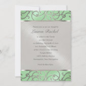 Bat Mitzvah Elegant Mint Green Silver Filigree Kaart (Voorkant)