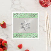 Bat Mitzvah Elegant Mint Green Silver Filigree Servet (Insitu)