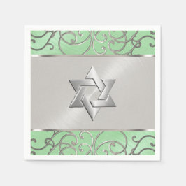 Bat Mitzvah Elegant Mint Green Silver Filigree Servet