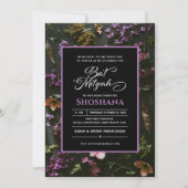 Bat Mitzvah Elegant Modern Floral Script Kaart (Voorkant)
