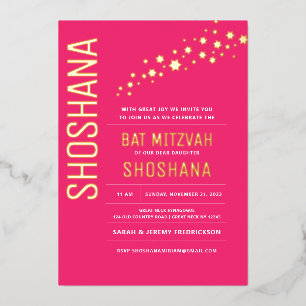 Bat Mitzvah Elegant Modern REAL GOLD Foil Invitati Folie Uitnodiging