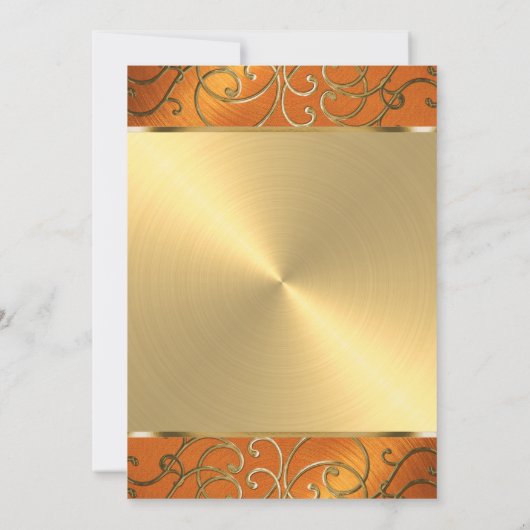 Bat Mitzvah Elegant Oranje en Gold Filigree Kaart (Achterkant)