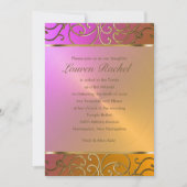 Bat Mitzvah Elegant Oranje Pink Gold Filigree Kaart (Voorkant)