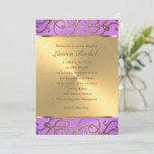 Bat Mitzvah Elegant Orchid Paars Gold Filigree Kaart (Staand voorkant)