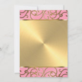 Bat Mitzvah Elegant Pink en Gold Filigree Kaart (Achterkant)