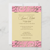 Bat Mitzvah Elegant Pink en Gold Filigree Kaart (Voorkant)