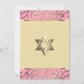 Bat Mitzvah Elegant Pink en Gold Filigree Kaart (Achterkant)