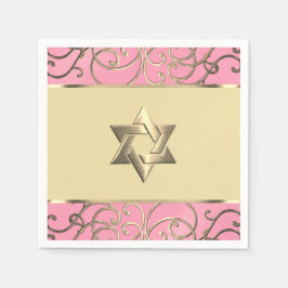Bat Mitzvah Elegant Pink en Gold Filigree Servet