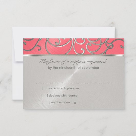 Bat Mitzvah Elegant Pink en Silver Filigree Kaart (Achterkant)