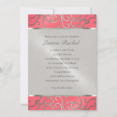 Bat Mitzvah Elegant Pink en Silver Filigree Kaart (Voorkant)