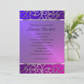 Bat Mitzvah Elegant Pink Paars Silver Filigree Kaart (Staand voorkant)