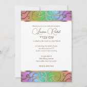 Bat Mitzvah Elegant Rainbow en Gold Filigree Kaart (Voorkant)