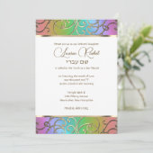 Bat Mitzvah Elegant Rainbow en Gold Filigree Kaart (Staand voorkant)