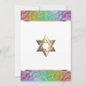 Bat Mitzvah Elegant Rainbow en Gold Filigree Kaart (Achterkant)