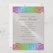 Bat Mitzvah Elegant Rainbow en Silver Filigree Kaart (Voorkant)
