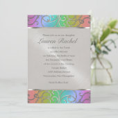Bat Mitzvah Elegant Rainbow en Silver Filigree Kaart (Staand voorkant)