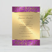 Bat Mitzvah Elegant Raspberry Pink Gold Filigree Kaart (Staand voorkant)