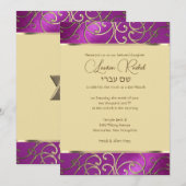 Bat Mitzvah Elegant Raspberry Pink Gold Filigree Kaart (Voorkant / Achterkant)