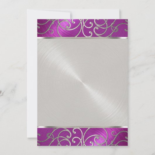 Bat Mitzvah Elegant Raspberry Pink Silver Filigree Kaart (Achterkant)