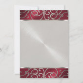 Bat Mitzvah Elegant Red en Silver Filigree Kaart (Achterkant)