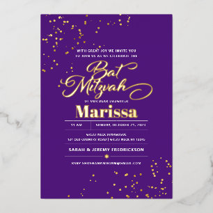 Bat Mitzvah Elegant Script REAL GOLD Folie Uitnodiging