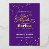 Bat Mitzvah Elegant Script REAL GOLD Folie Uitnodiging (Voorkant)