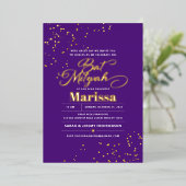 Bat Mitzvah Elegant Script REAL GOLD Folie Uitnodiging (Staand Voorkant)