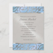 Bat Mitzvah Elegant Sky Blue en Silver Filigree Kaart (Voorkant)