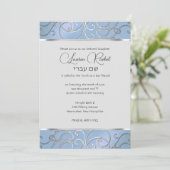 Bat Mitzvah Elegant Sky Blue en Silver Filigree Kaart (Staand voorkant)