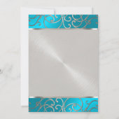 Bat Mitzvah Elegant Turquoise Blue Silver Filigree Kaart (Achterkant)