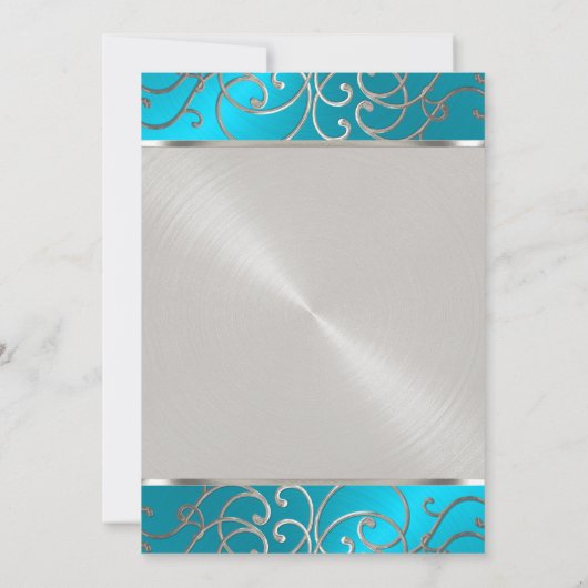 Bat Mitzvah Elegant Turquoise Blue Silver Filigree Kaart (Achterkant)