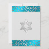 Bat Mitzvah Elegant Turquoise Blue Silver Filigree Kaart (Achterkant)