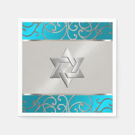 Bat Mitzvah Elegant Turquoise Blue Silver Filigree Servet