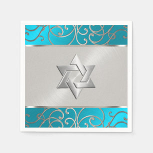 Bat Mitzvah Elegant Turquoise Blue Silver Filigree Servet