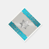 Bat Mitzvah Elegant Turquoise Blue Silver Filigree Servet (Hoek)