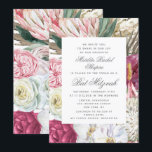 Bat Mitzvah Elegant Waterverf Floral Kaart<br><div class="desc">Bat Mitzvah Elegant Waterverf Floral Invitations is voorzien van een stijlvolle waterverf bloemachtergrond met eucalyptus,  palmschijfjes,  rozen,  pinda's en ferns in gemuteerde tinten van pruimen,  grasmandaat,  groen,  perzik en roze. Gepersonaliseerd door de tekst in de tekstvakjes uit te geven verstrekt. Ontworpen door ©Evco Studio www.zazzle.com/store/evcostudio</div>