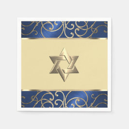 Bat Mitzvah Elegante Navyblauw en Gouden Filigraan Servet