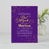 Bat Mitzvah Elegante Script REËLE GOUD Folie Uitnodiging (Staand Voorkant)